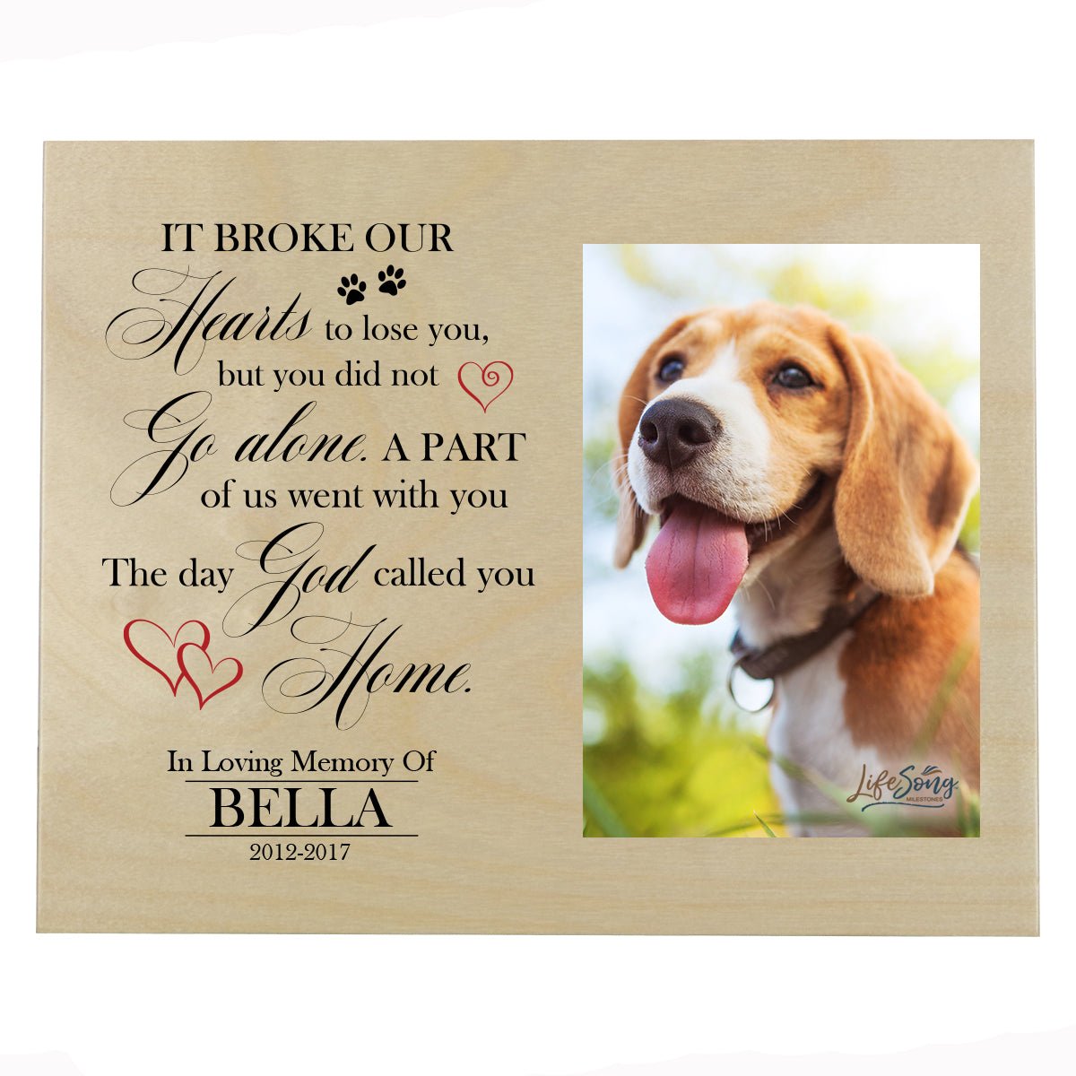 Pet Memorial Photo Wall Plaque Décor - It Broke Our Hearts To Lose You - LifeSong Milestones