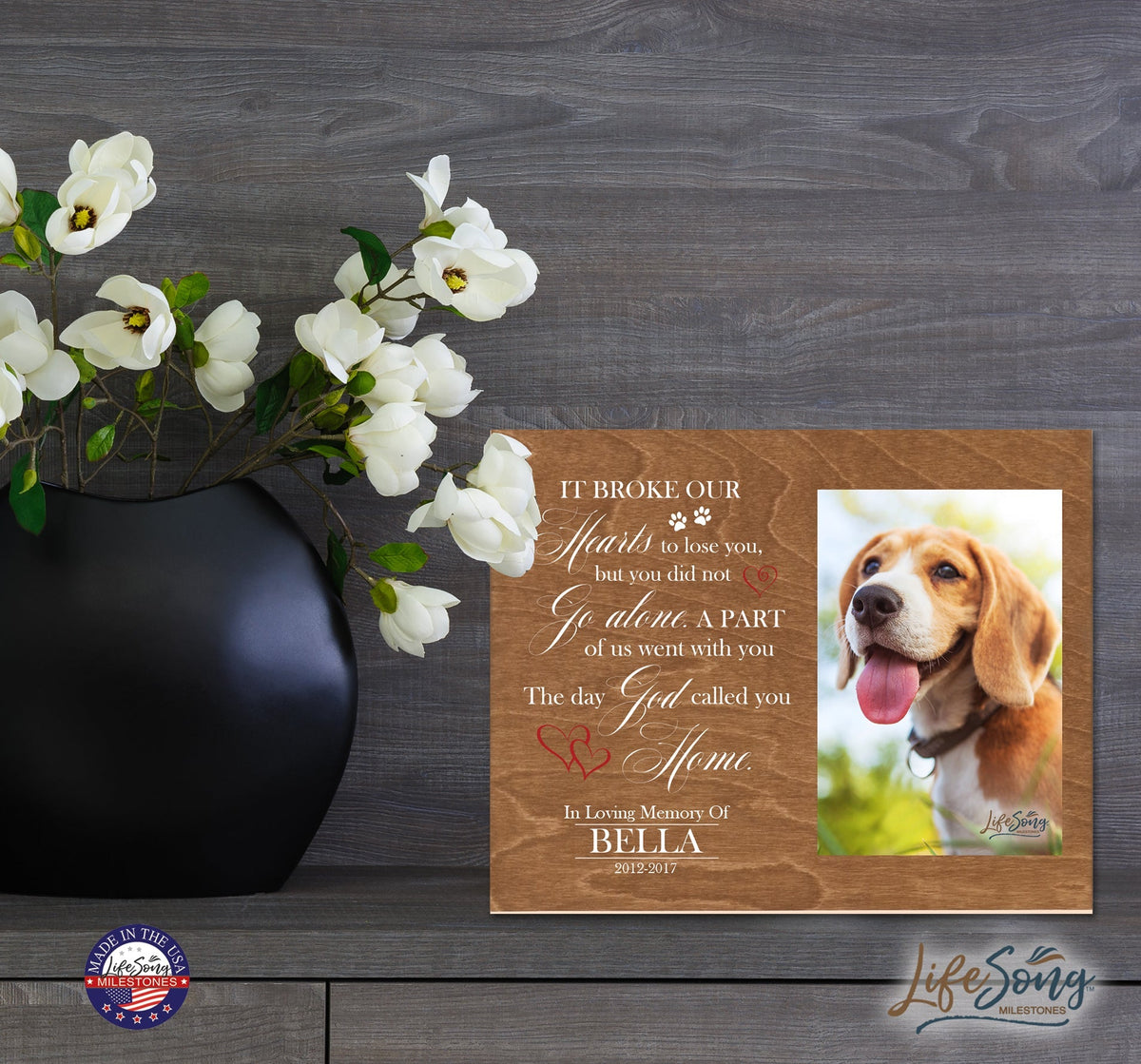 Pet Memorial Photo Wall Plaque Décor - It Broke Our Hearts To Lose You - LifeSong Milestones