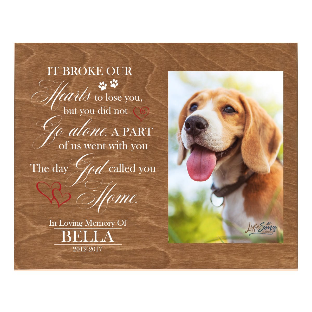 Pet Memorial Photo Wall Plaque Décor - It Broke Our Hearts To Lose You - LifeSong Milestones