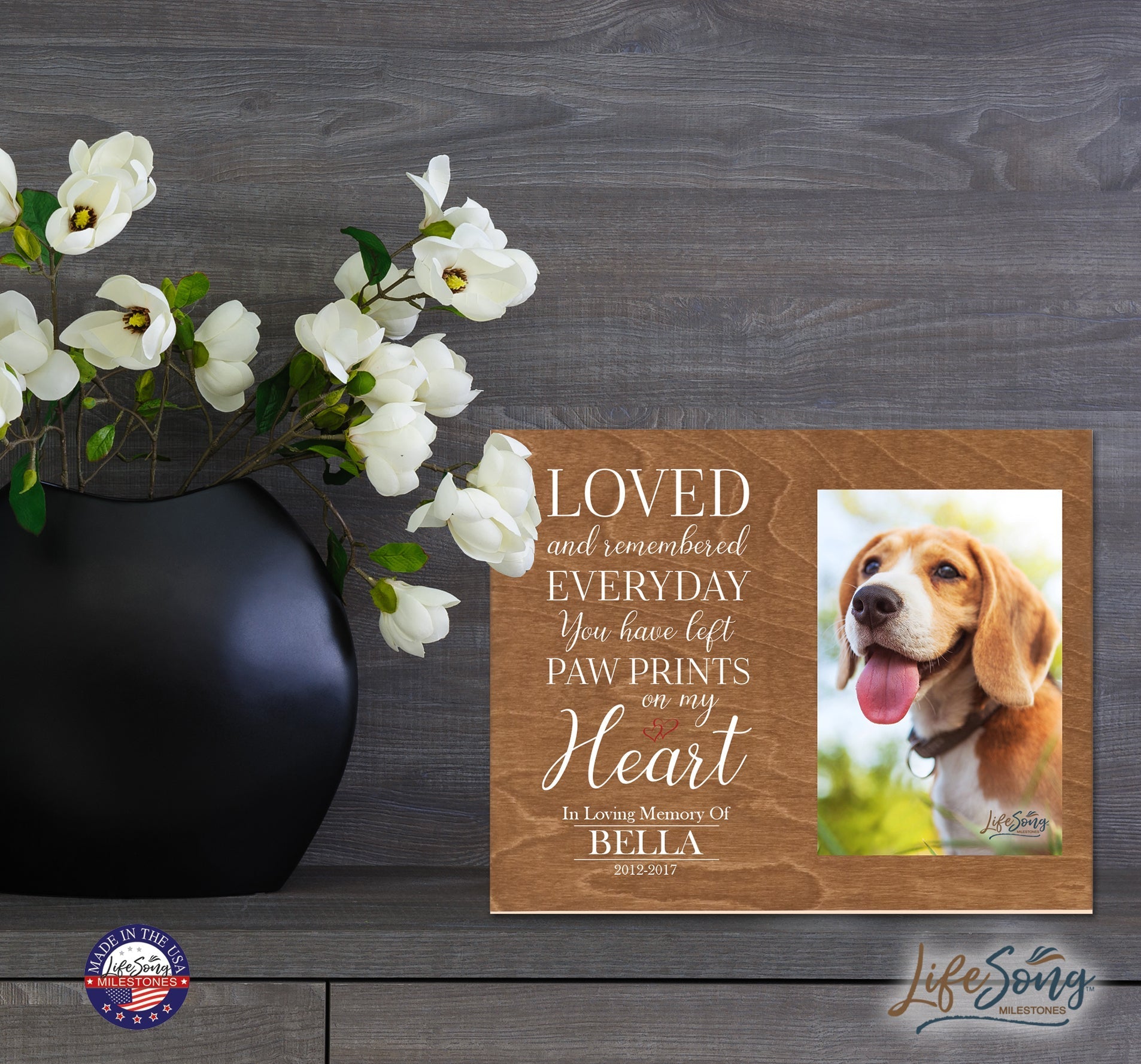 Pet Memorial Photo Wall Plaque Décor - Loved and Remembered - LifeSong Milestones