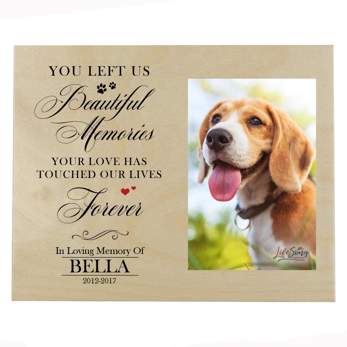 Pet Memorial Photo Wall Plaque Décor - You Left Us Beautiful Memories - LifeSong Milestones