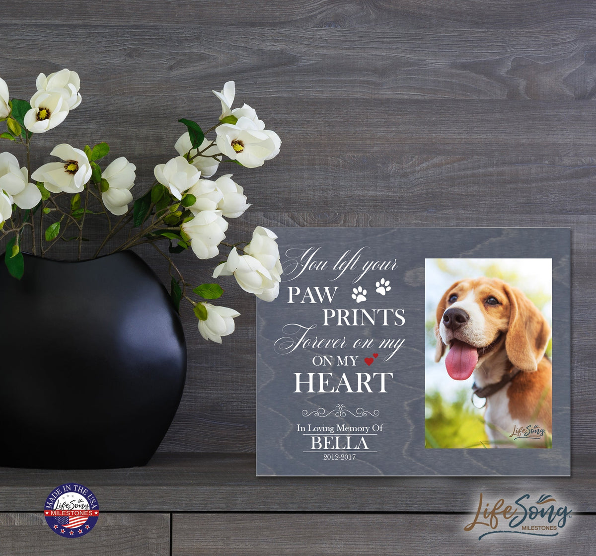 Pet Memorial Photo Wall Plaque Décor - You Left Your Paw Prints - LifeSong Milestones