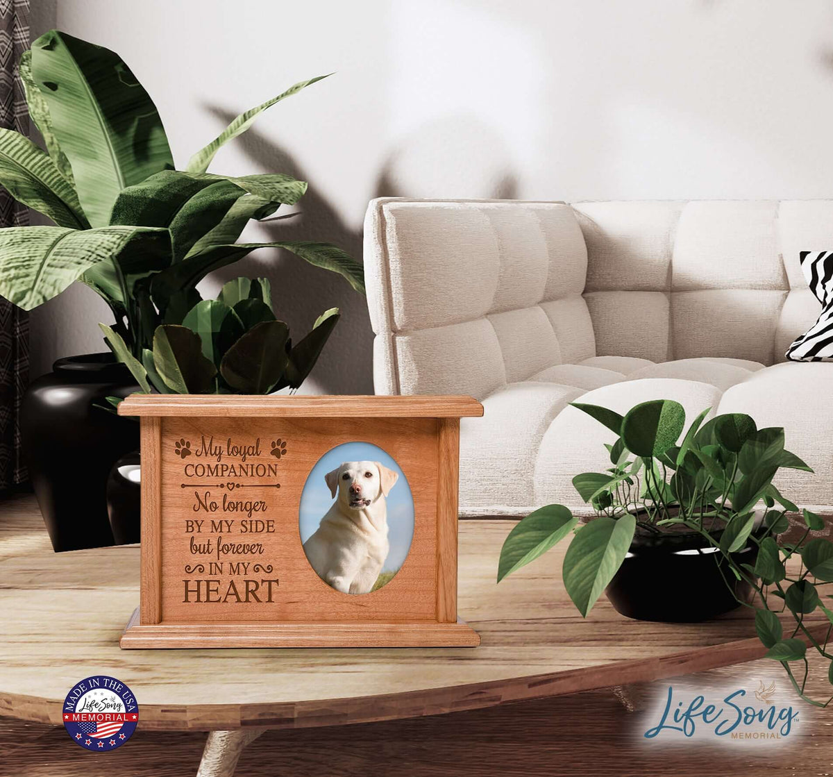 Pet Memorial Picture Cremation Urn Box for Dog or Cat - My Loyal Companion - LifeSong Milestones