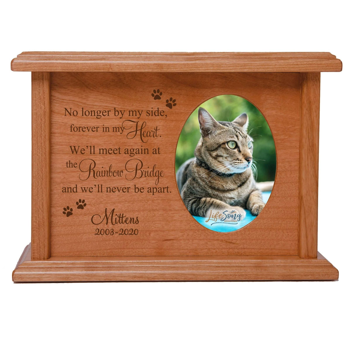 Pet Memorial Picture Cremation Urn Box for Dog or Cat - The Rainbow Bridge - LifeSong Milestones