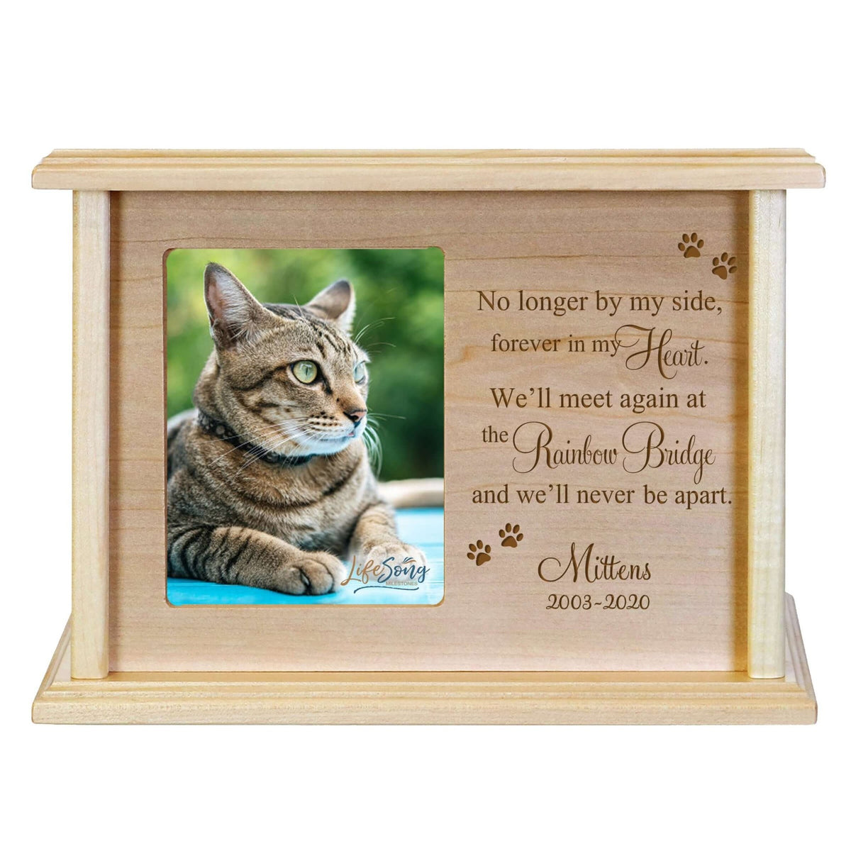 Pet Memorial Picture Cremation Urn Box for Dog or Cat - The Rainbow Bridge - LifeSong Milestones