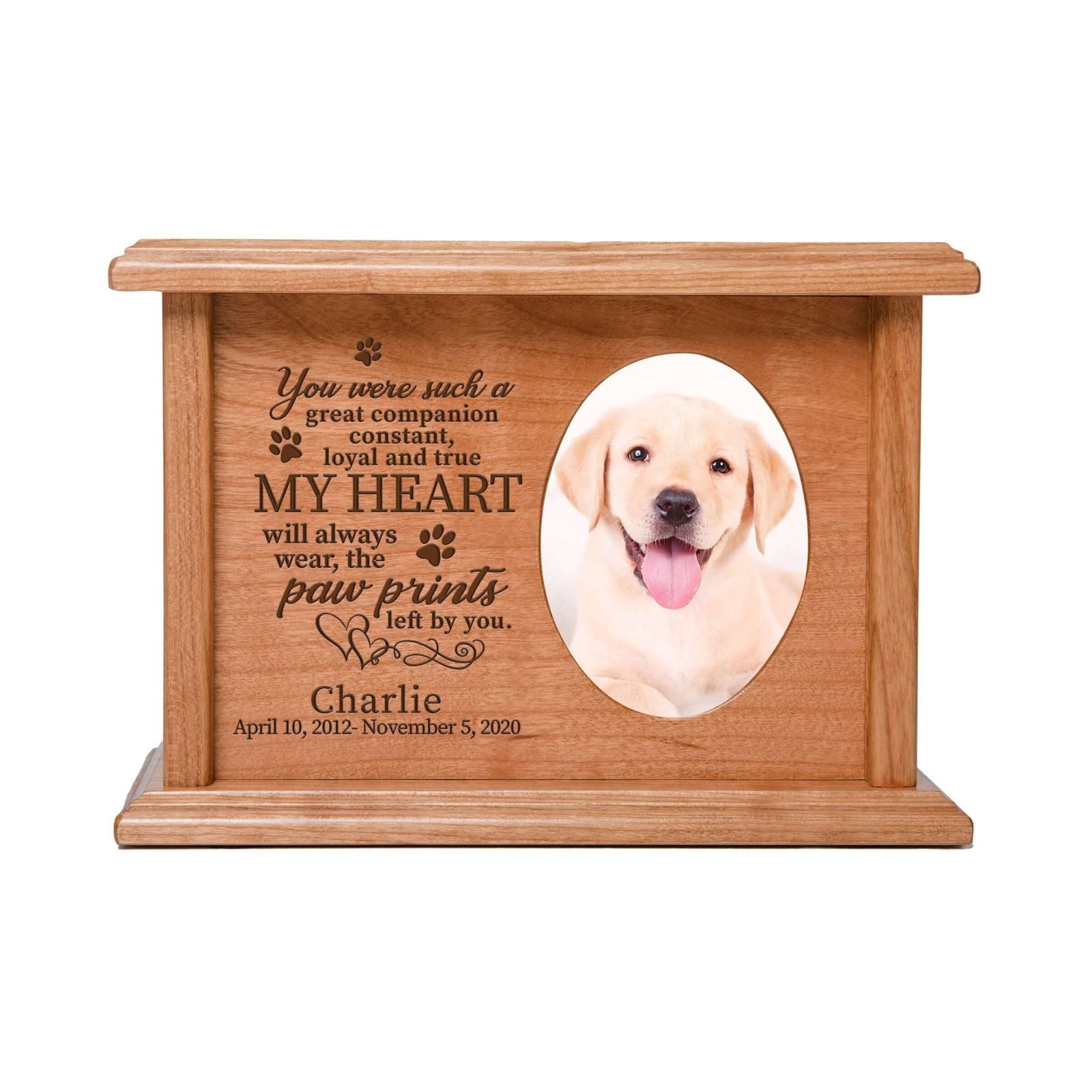 Engraved Photo Memorial Cremation Urn Box for Beloved Pet