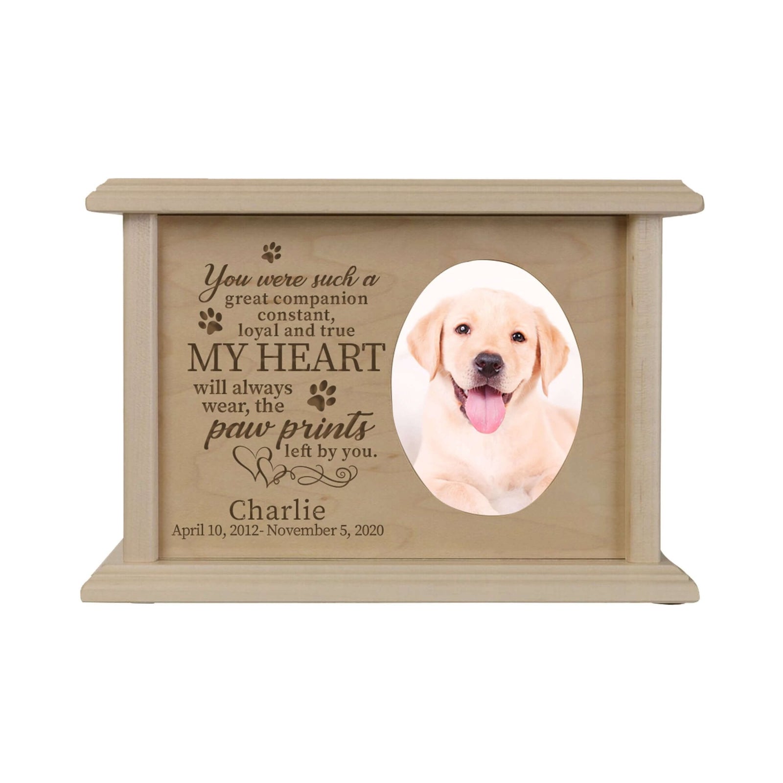 Custom Picture Memorial Keepsake Urn Box for Loving Pet
