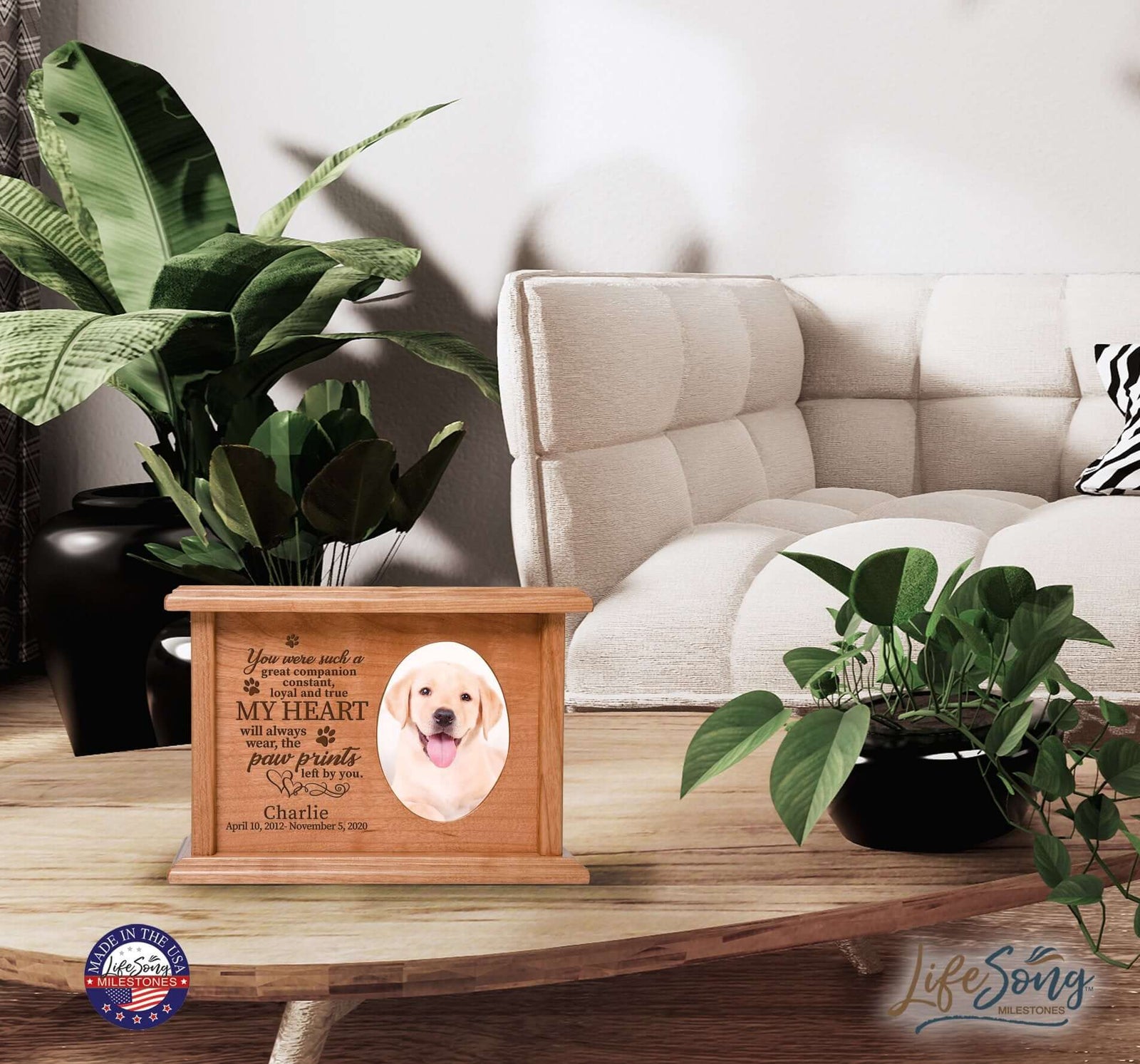 Pet Memorial Picture Cremation Urn Box for Dog or Cat - You Were Such A Great Companion - LifeSong Milestones