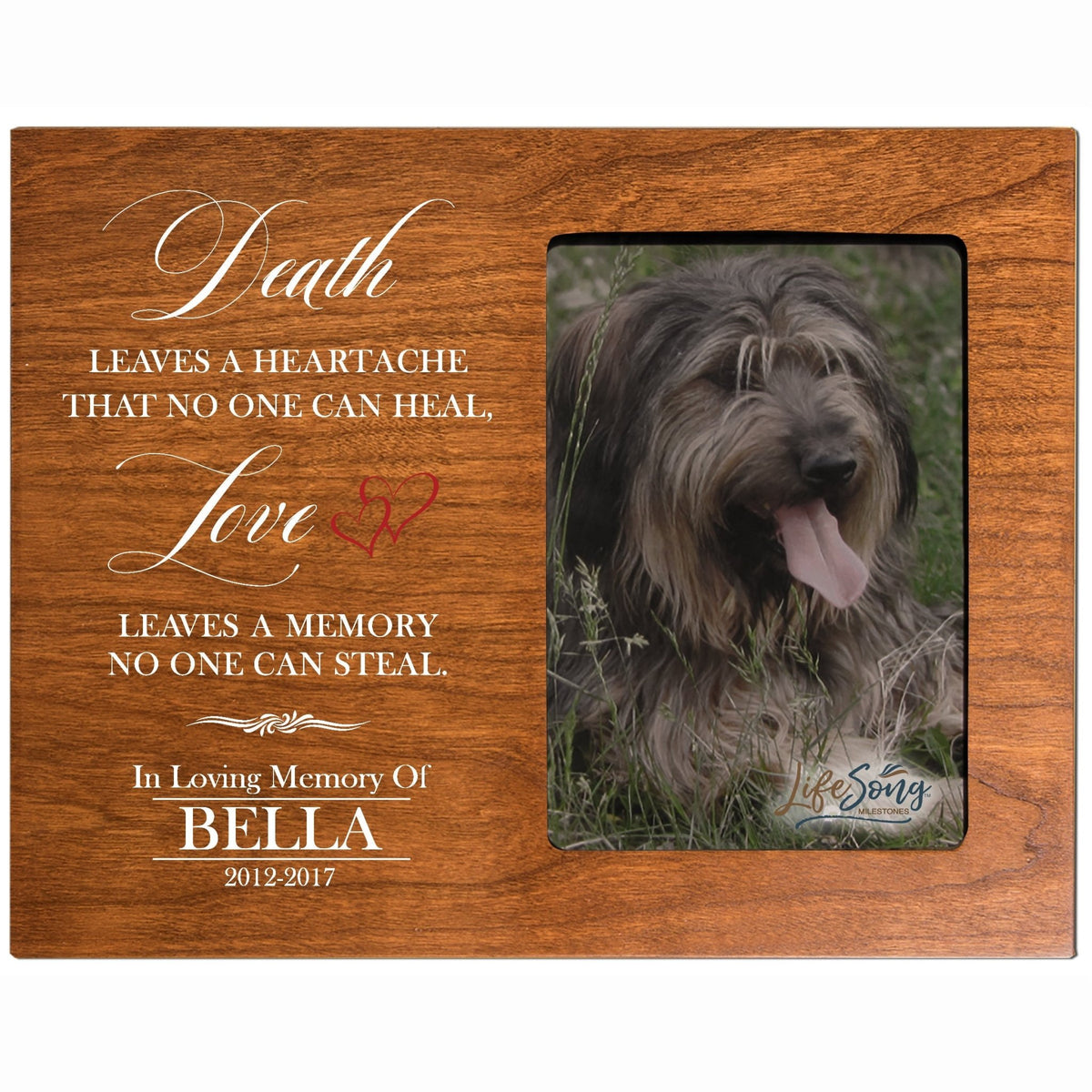 Pet Memorial Picture Frame - Death Leaves A Heartache - LifeSong Milestones