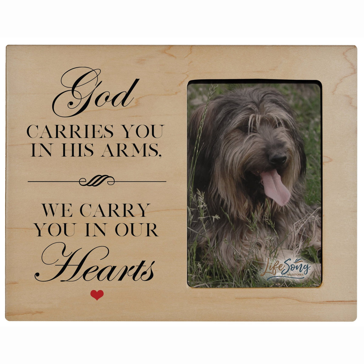 Pet Memorial Picture Frame - God Carries You In His Arms - LifeSong Milestones