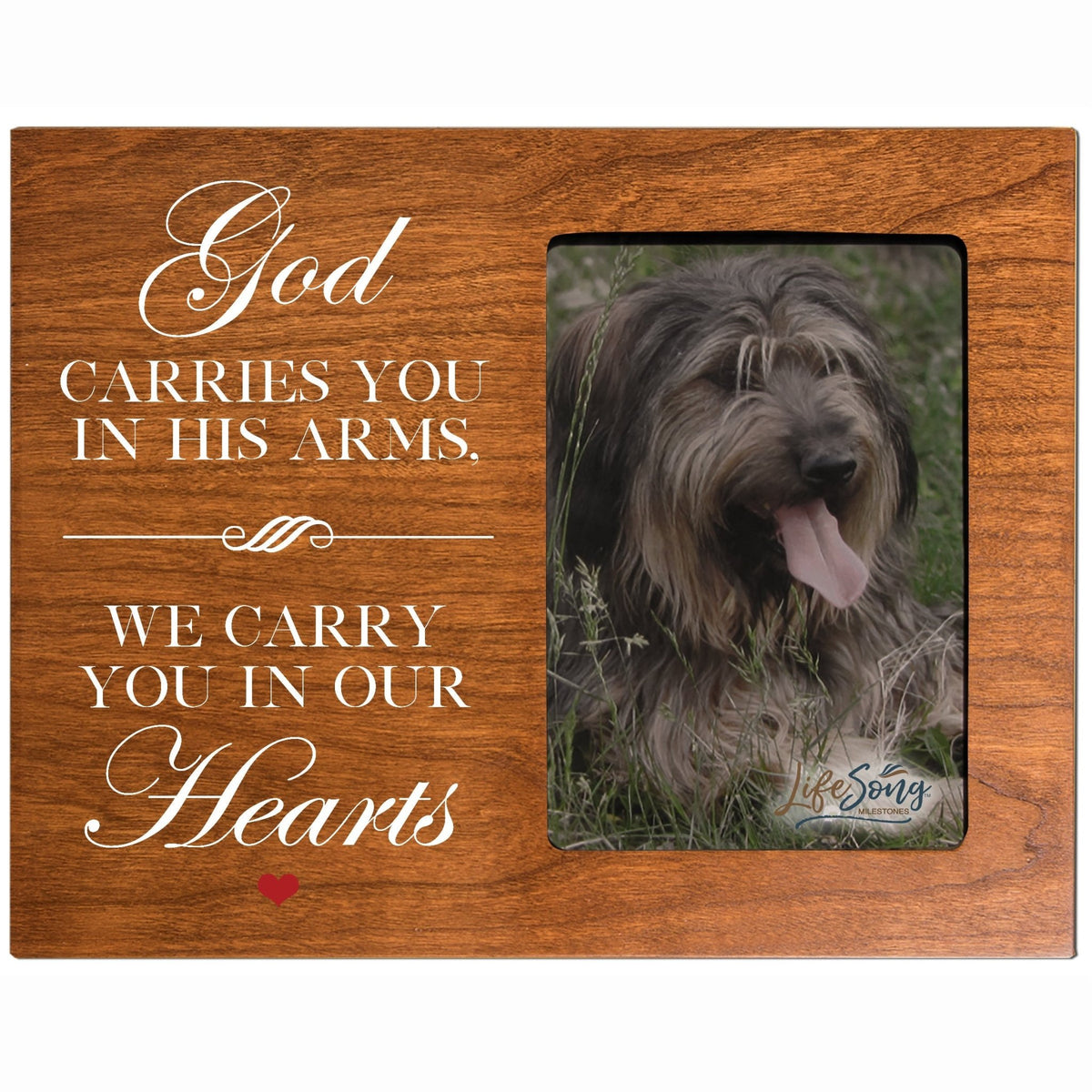Pet Memorial Picture Frame - God Carries You In His Arms - LifeSong Milestones