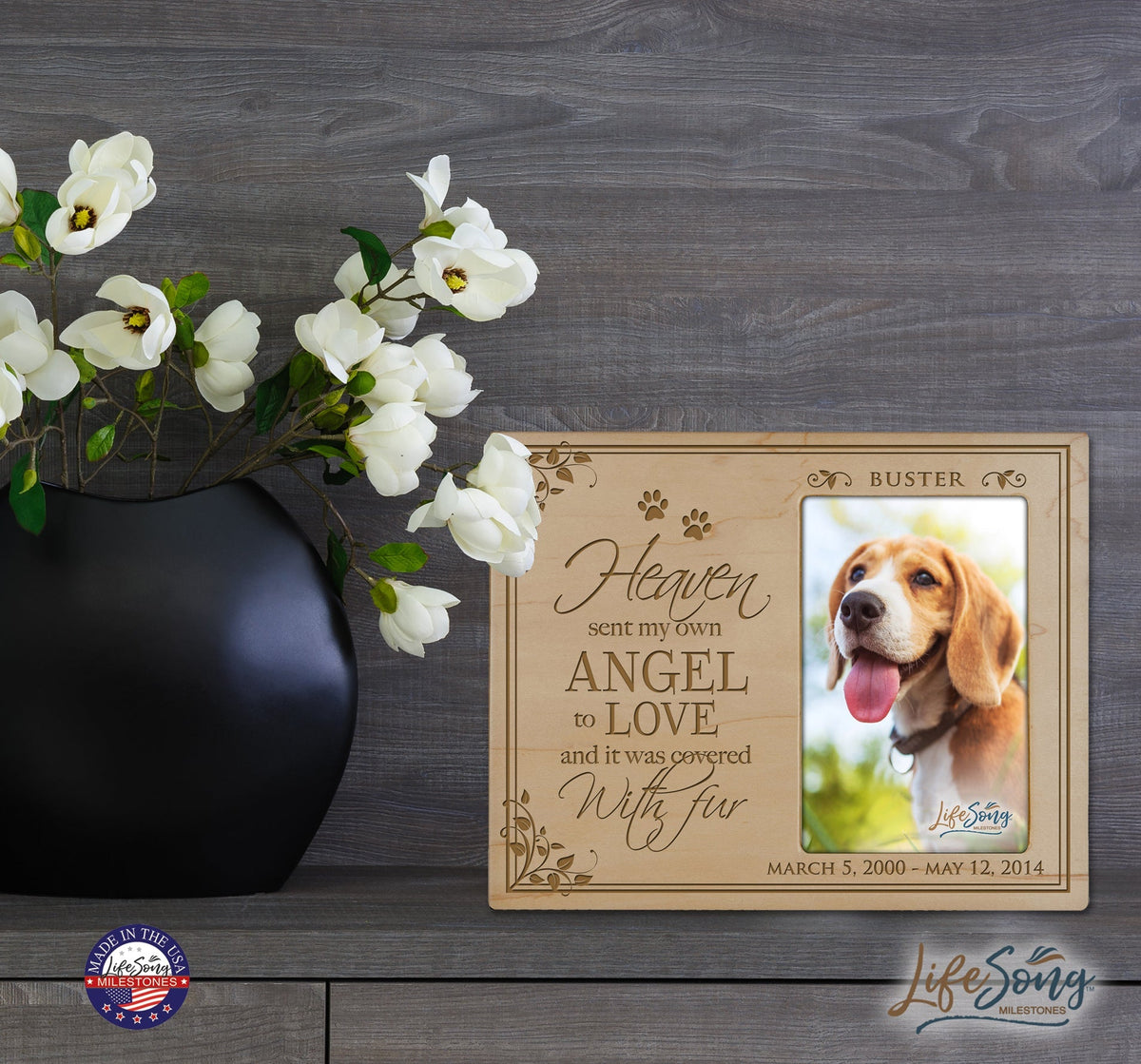 Pet Memorial Picture Frame - Heaven Sent My Own Angel - LifeSong Milestones