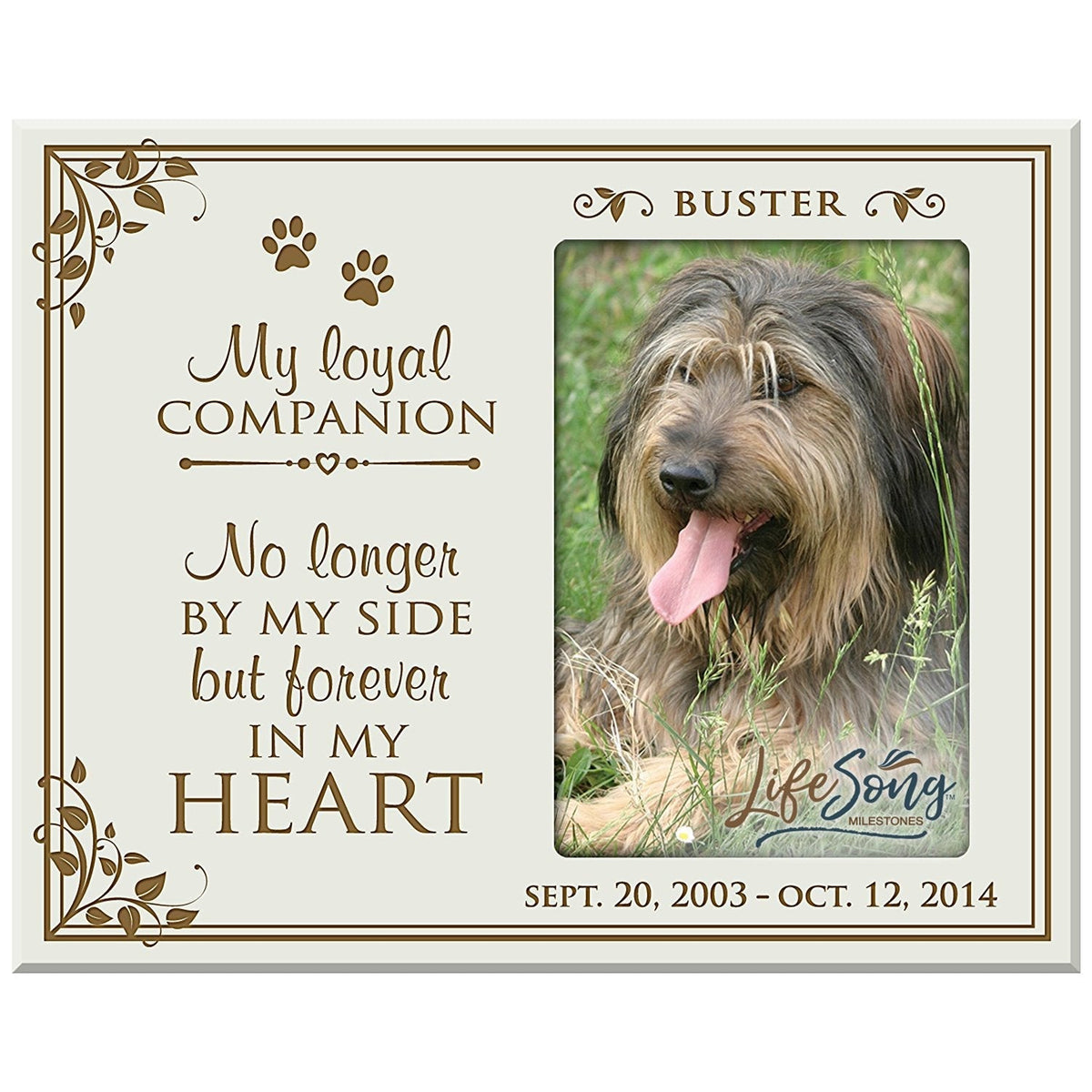 Pet Memorial Picture Frame - My Loyal Companion - LifeSong Milestones