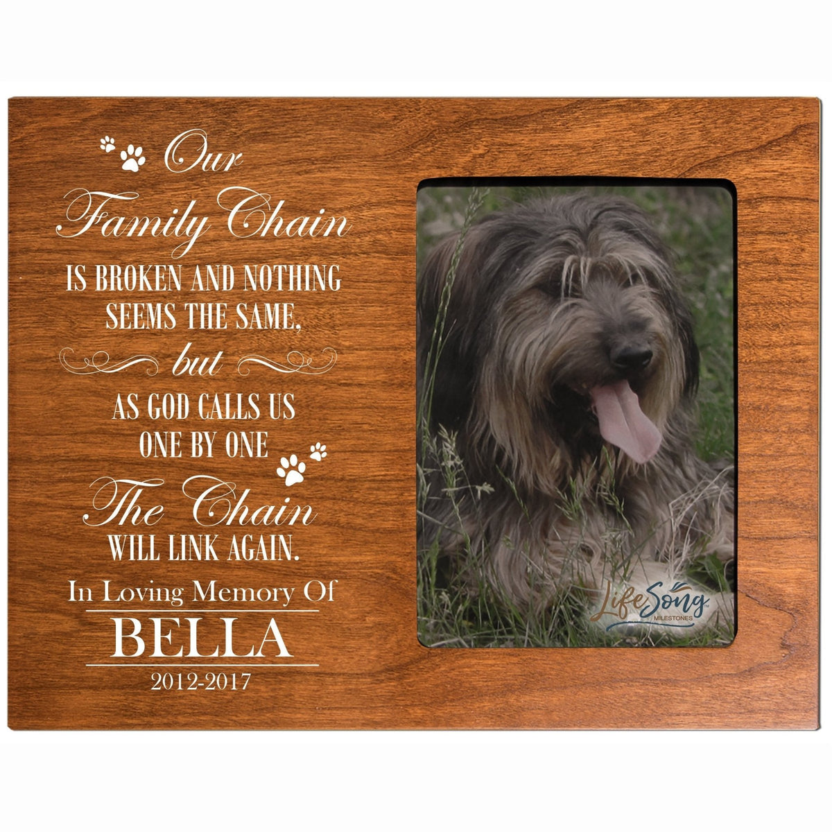 Pet Memorial Picture Frame - Our Family Chain Is Broken - LifeSong Milestones