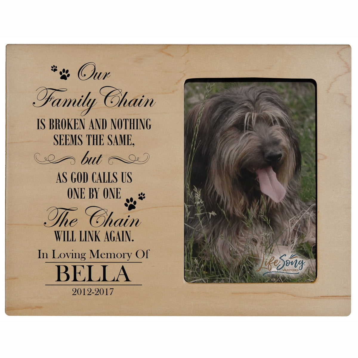 Pet Memorial Picture Frame - Our Family Chain Is Broken - LifeSong Milestones