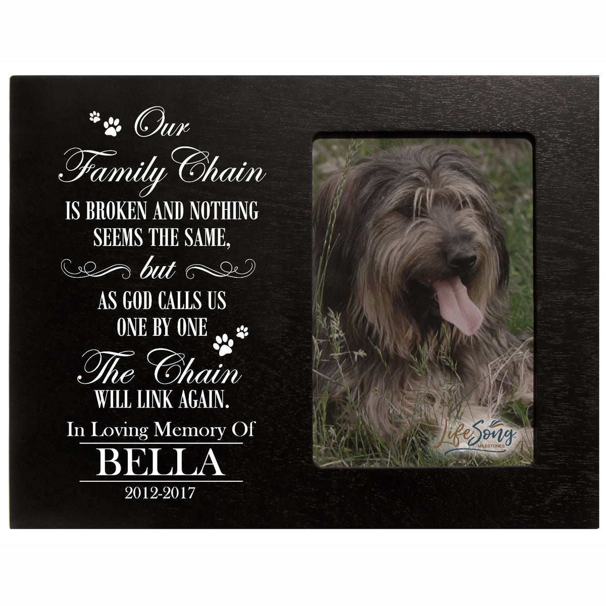 Pet Memorial Picture Frame - Our Family Chain Is Broken - LifeSong Milestones