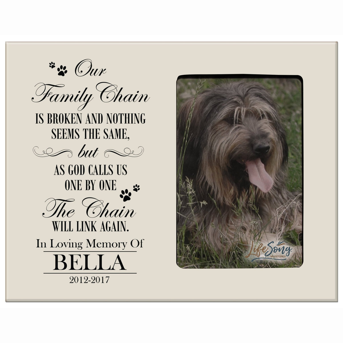 Pet Memorial Picture Frame - Our Family Chain Is Broken - LifeSong Milestones