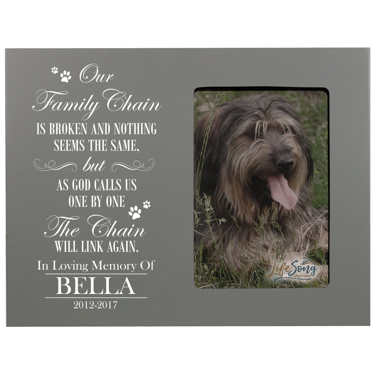 Pet Memorial Picture Frame - Our Family Chain Is Broken - LifeSong Milestones