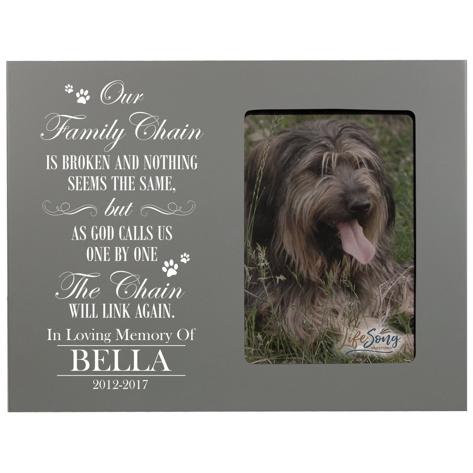 Pet Memorial Picture Frame - Our Family Chain Is Broken - LifeSong Milestones