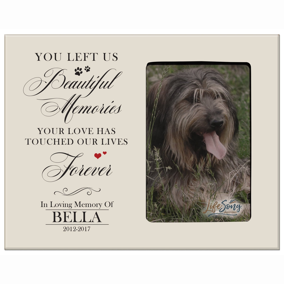 Pet Memorial Picture Frame - You Left Us Beautiful Memories - LifeSong Milestones