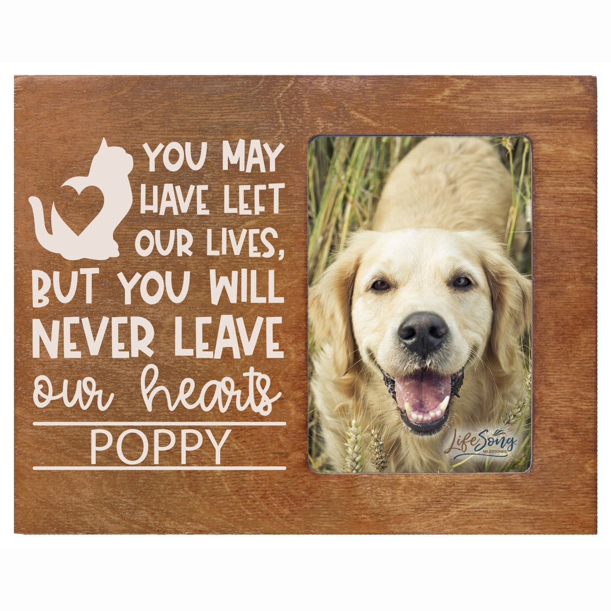 Pet Memorial Picture Frame - You May Have Left Our Lives (Cat) - LifeSong Milestones