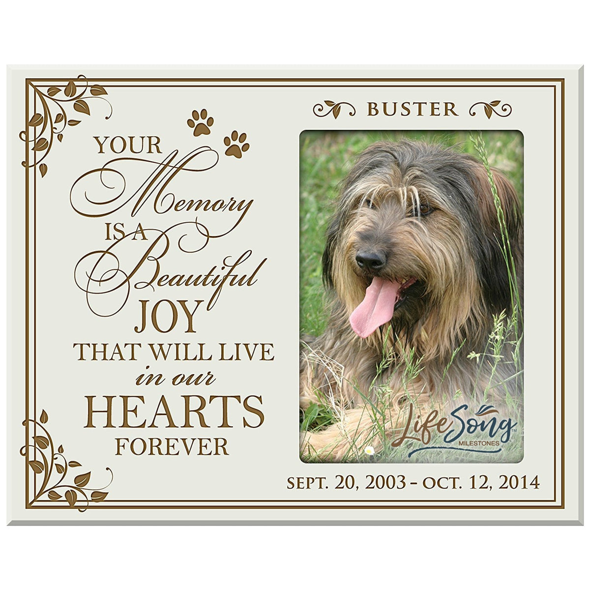Pet Memorial Picture Frame - Your Memory Is A Beautiful Joy - LifeSong Milestones