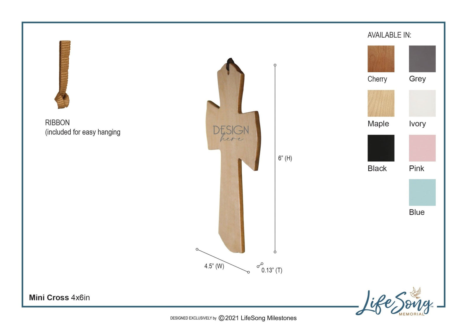 Pet Memorial Printed Cross Ornament - A Heart of Gold - LifeSong Milestones