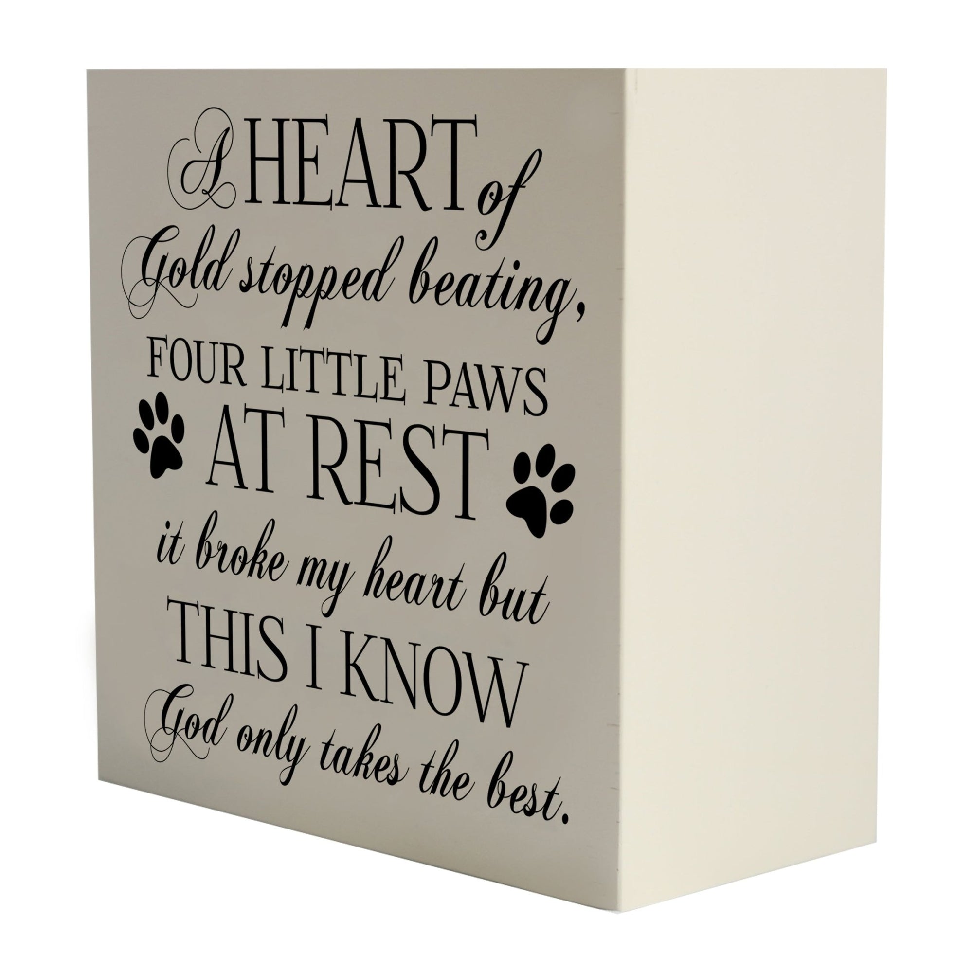 Lifesong Milestones Memorial Shadow Box Urn For Pet Ashes in white, featuring an elegant script with a heartfelt message. A touching tribute to a beloved pet's memory.
