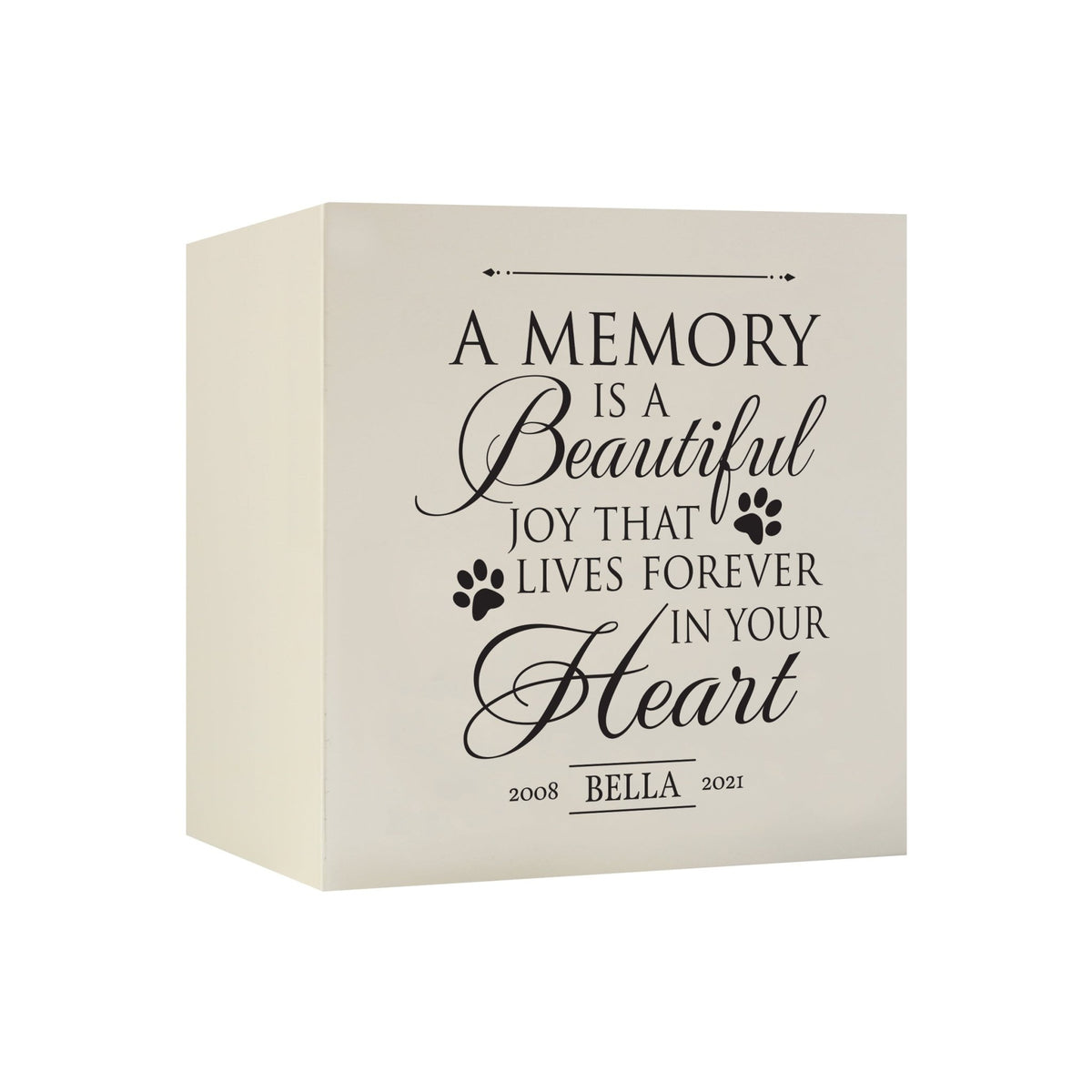 Pet Memorial Shadow Box Cremation Urn for Dog or Cat - A Memory Is A Beautiful Joy - LifeSong Milestones