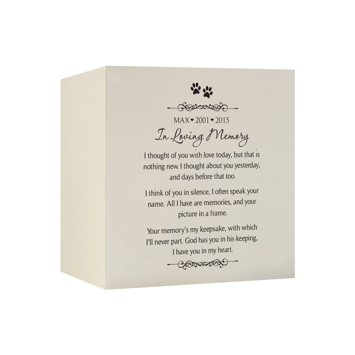 Pet Memorial Shadow Box Cremation Urn for Dog or Cat - In Loving Memory - LifeSong Milestones