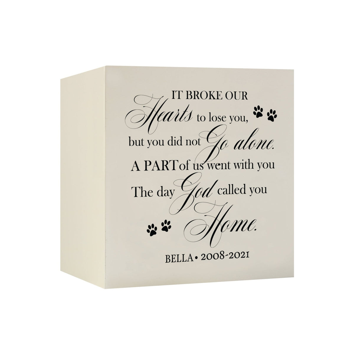 Pet Memorial Shadow Box Cremation Urn for Dog or Cat - It Broke Our Hearts To Lose You - LifeSong Milestones