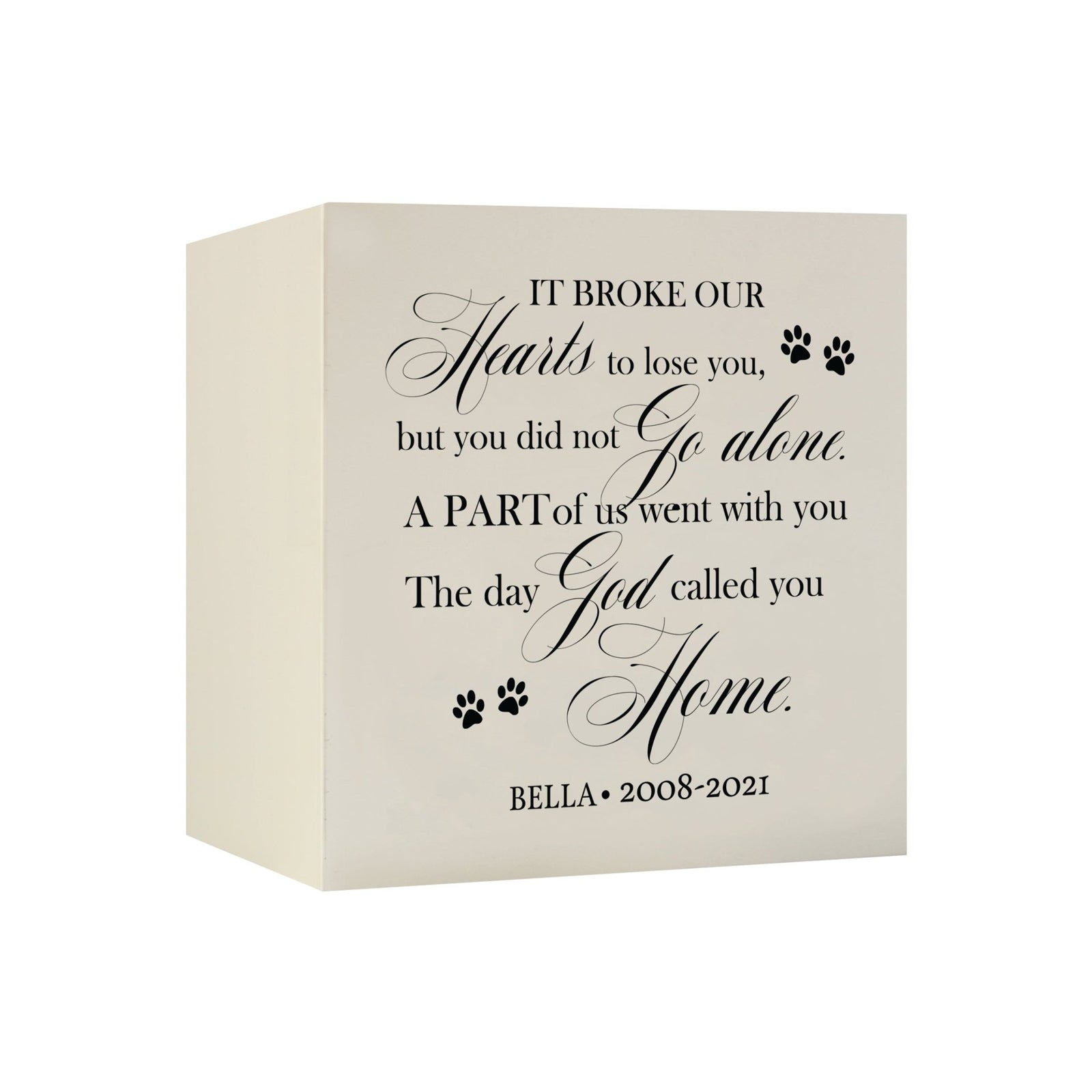 Pet Memorial Shadow Box Cremation Urn for Dog or Cat - It Broke Our Hearts To Lose You - LifeSong Milestones