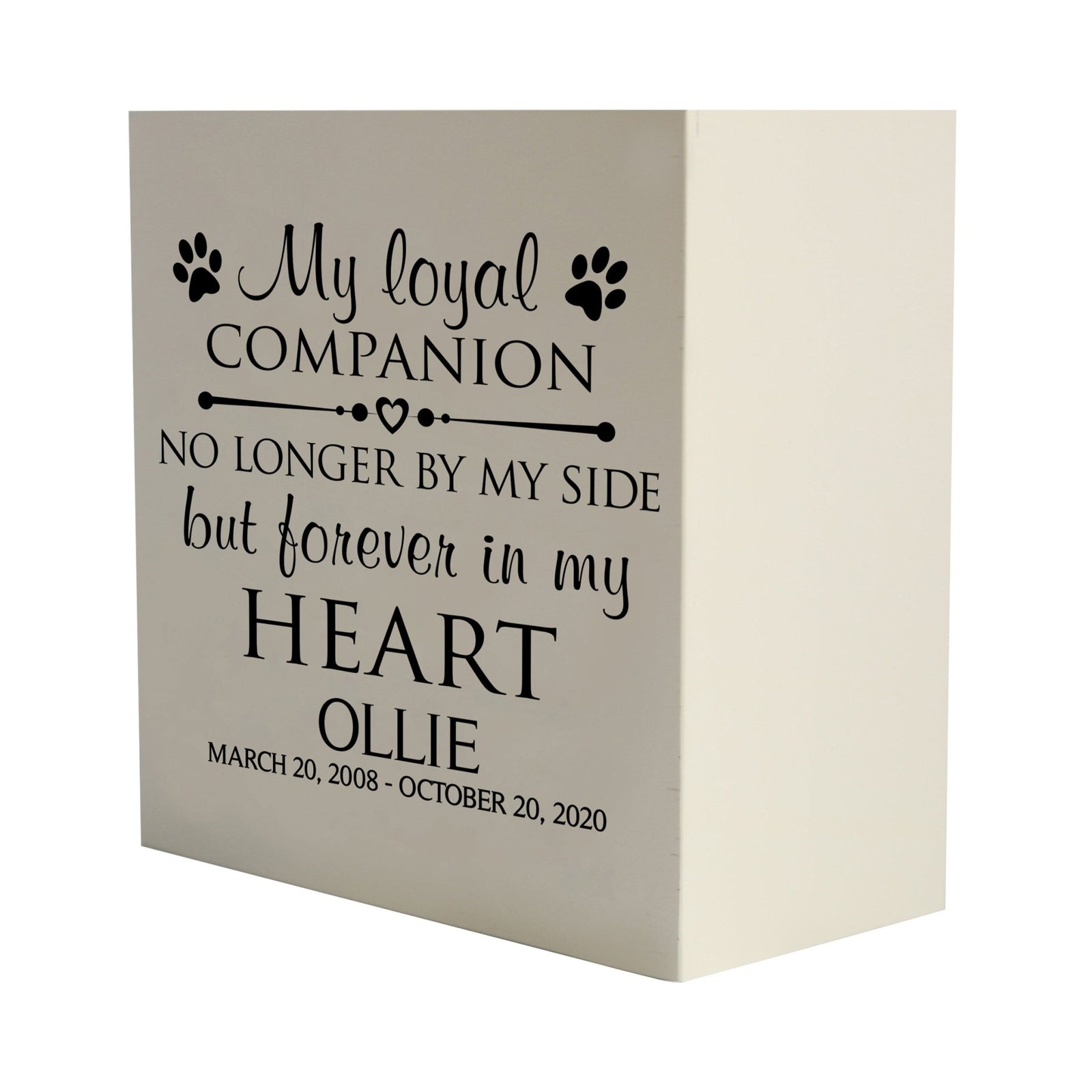 Pet Memorial Shadow Box Cremation Urn for Dog or Cat - My Loyal Companion - LifeSong Milestones