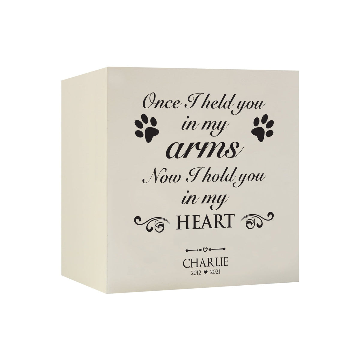 Pet Memorial Shadow Box Cremation Urn for Dog or Cat - Once I Held You In My Arms - LifeSong Milestones