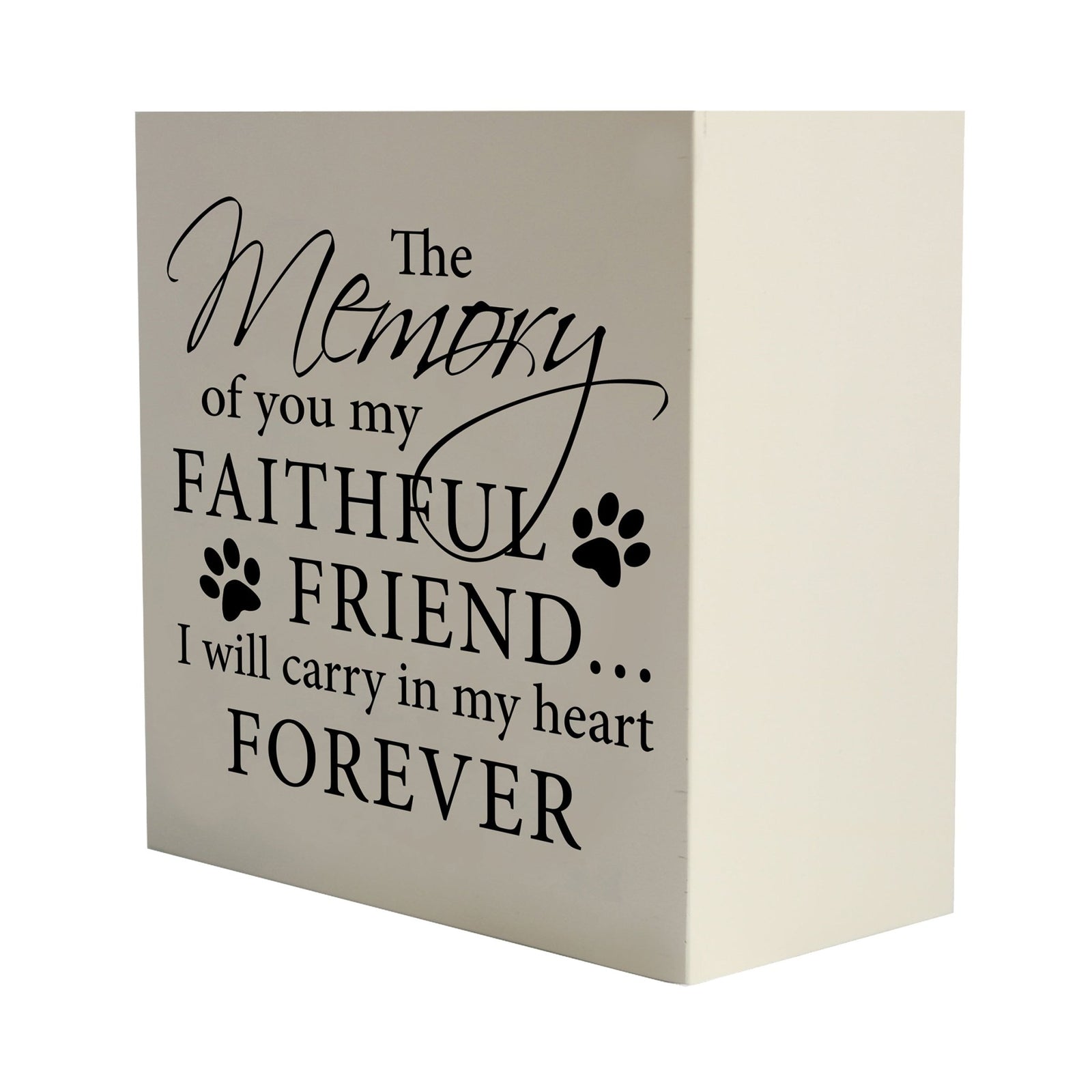 Lifesong Milestones Memorial Shadow Box Urn For Pet Ashes in white, featuring an elegant script with a heartfelt message. A touching tribute to a beloved pet's memory.