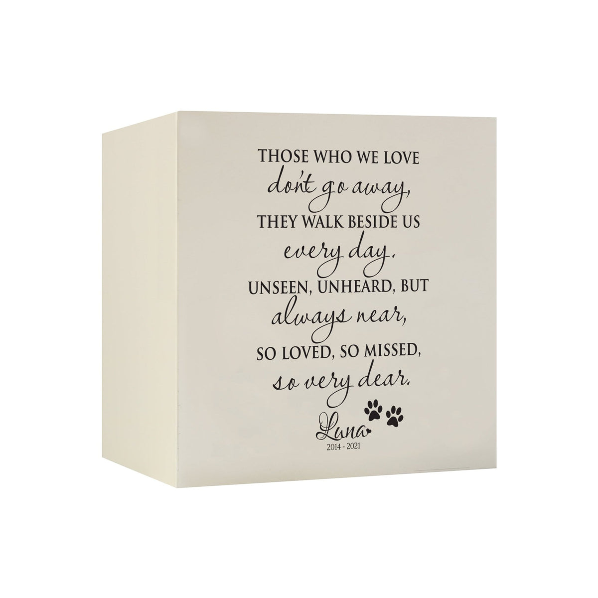 Pet Memorial Shadow Box Cremation Urn for Dog or Cat - Those Who We Love Don't Go Away - LifeSong Milestones