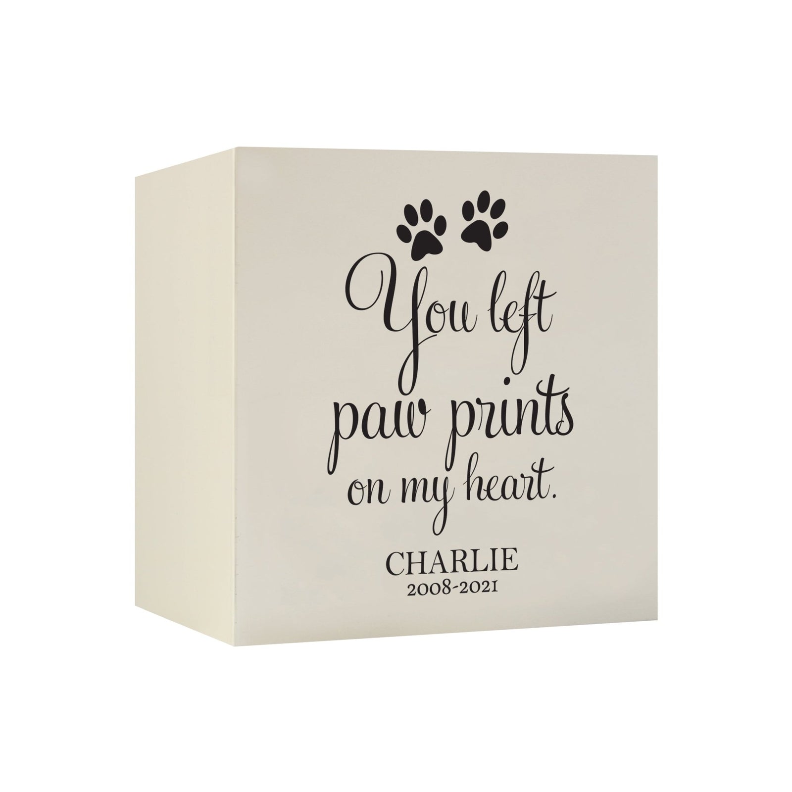 Pet Memorial Shadow Box Cremation Urn for Dog or Cat - You Left Paw Prints - LifeSong Milestones