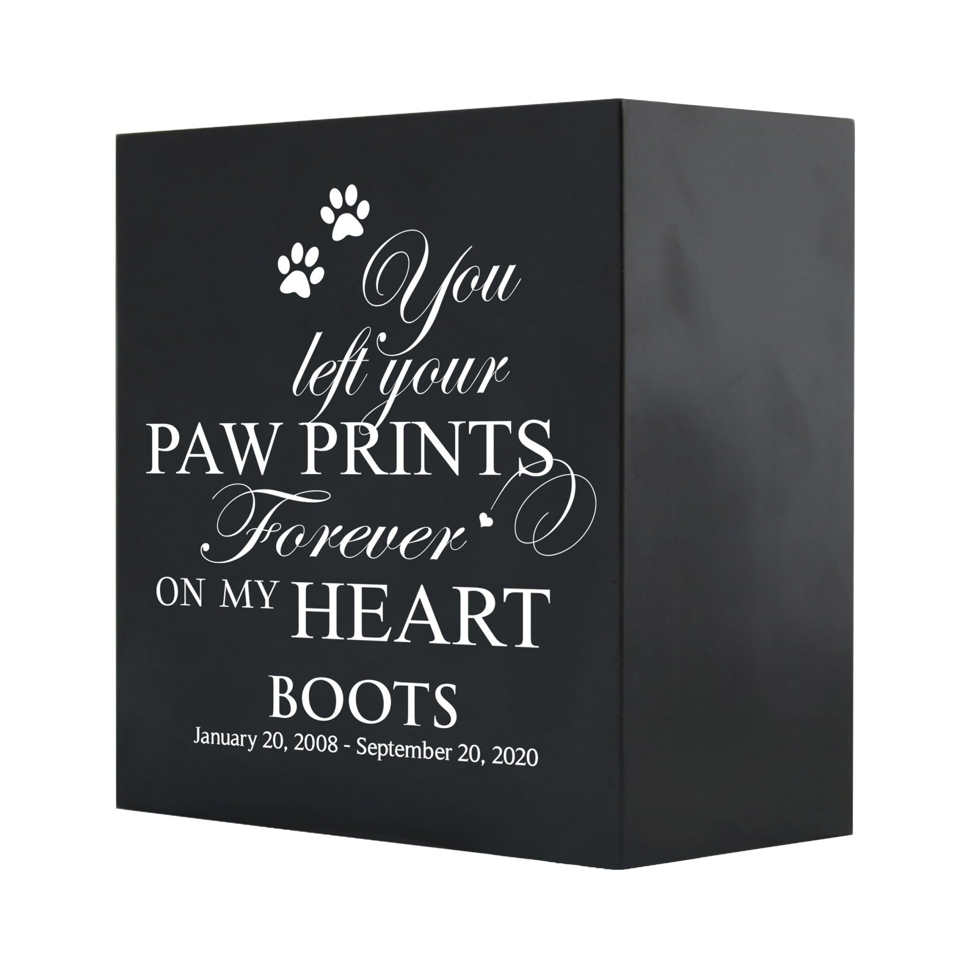 Pet Memorial Shadow Box Cremation Urn for Dog or Cat - You Left Your Paw Prints - LifeSong Milestones