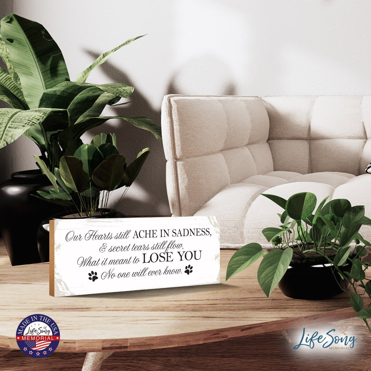 Pet Memorial shelf decor Plaque Décor - Our Hearts Still Ache - LifeSong Milestones