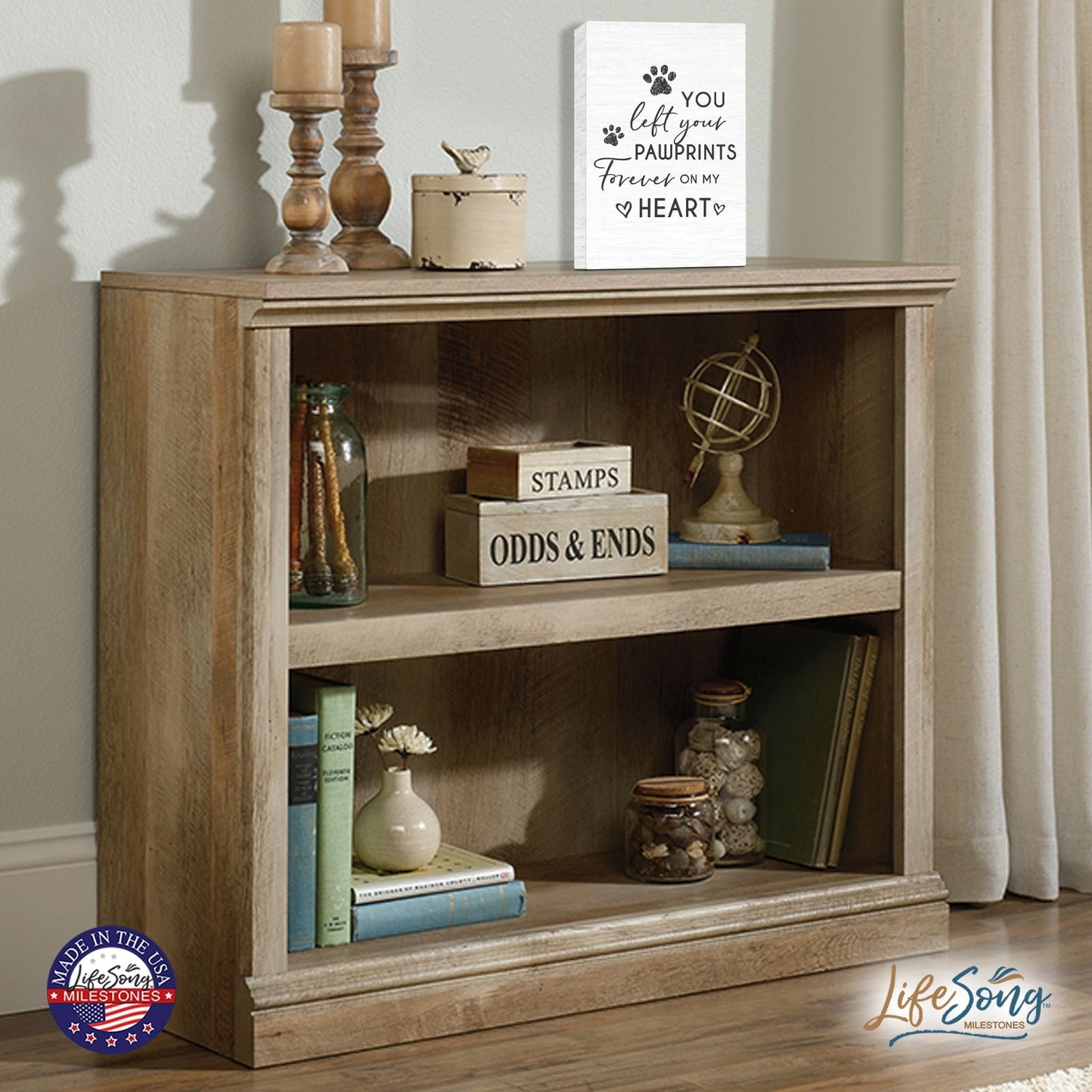 Pet Memorial shelf decor Plaque Décor - You Left Your Pawprints - LifeSong Milestones