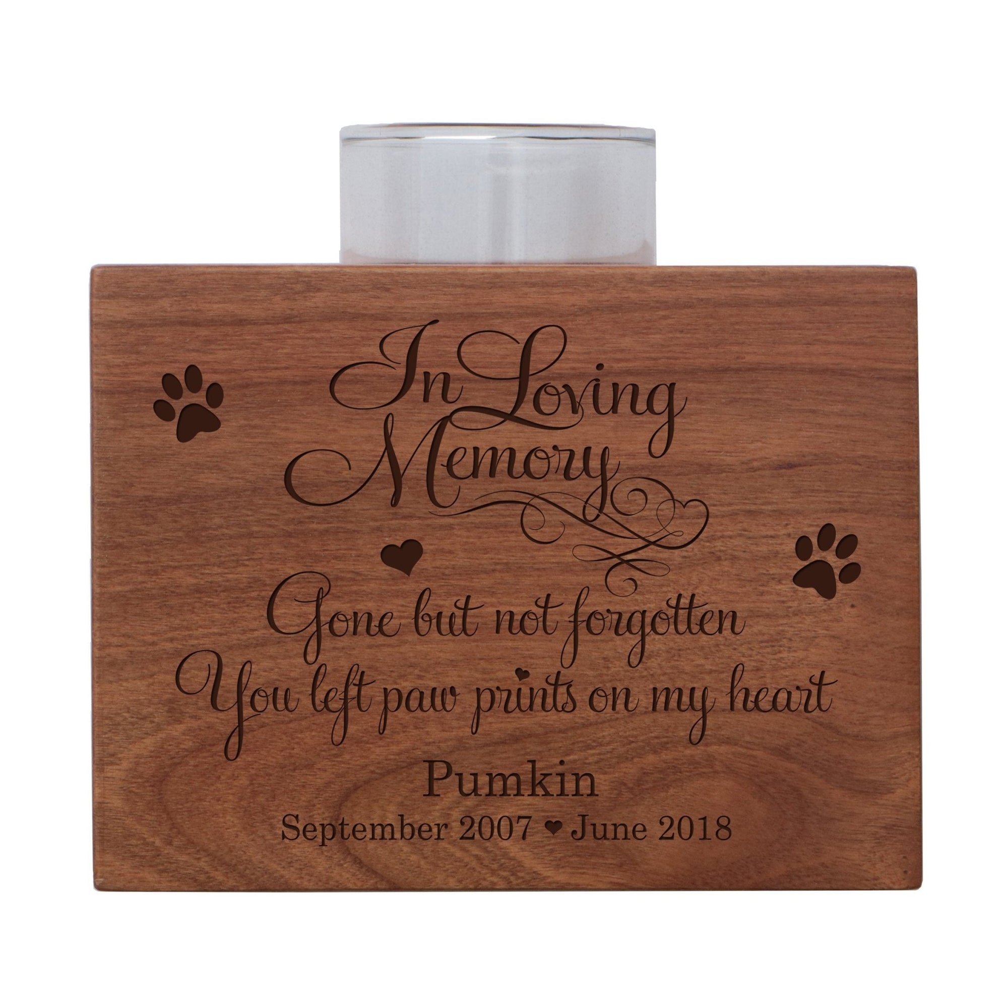 Pet Memorial Single Candle Holder - Gone But Not Forgotten - LifeSong Milestones