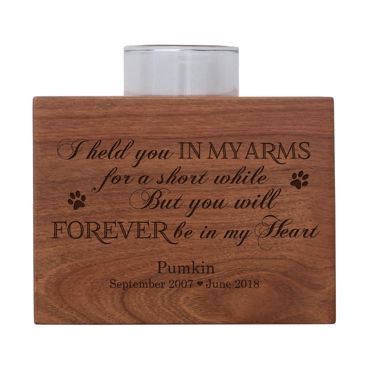 Pet Memorial Single Candle Holder - I Held You In My Arms - LifeSong Milestones
