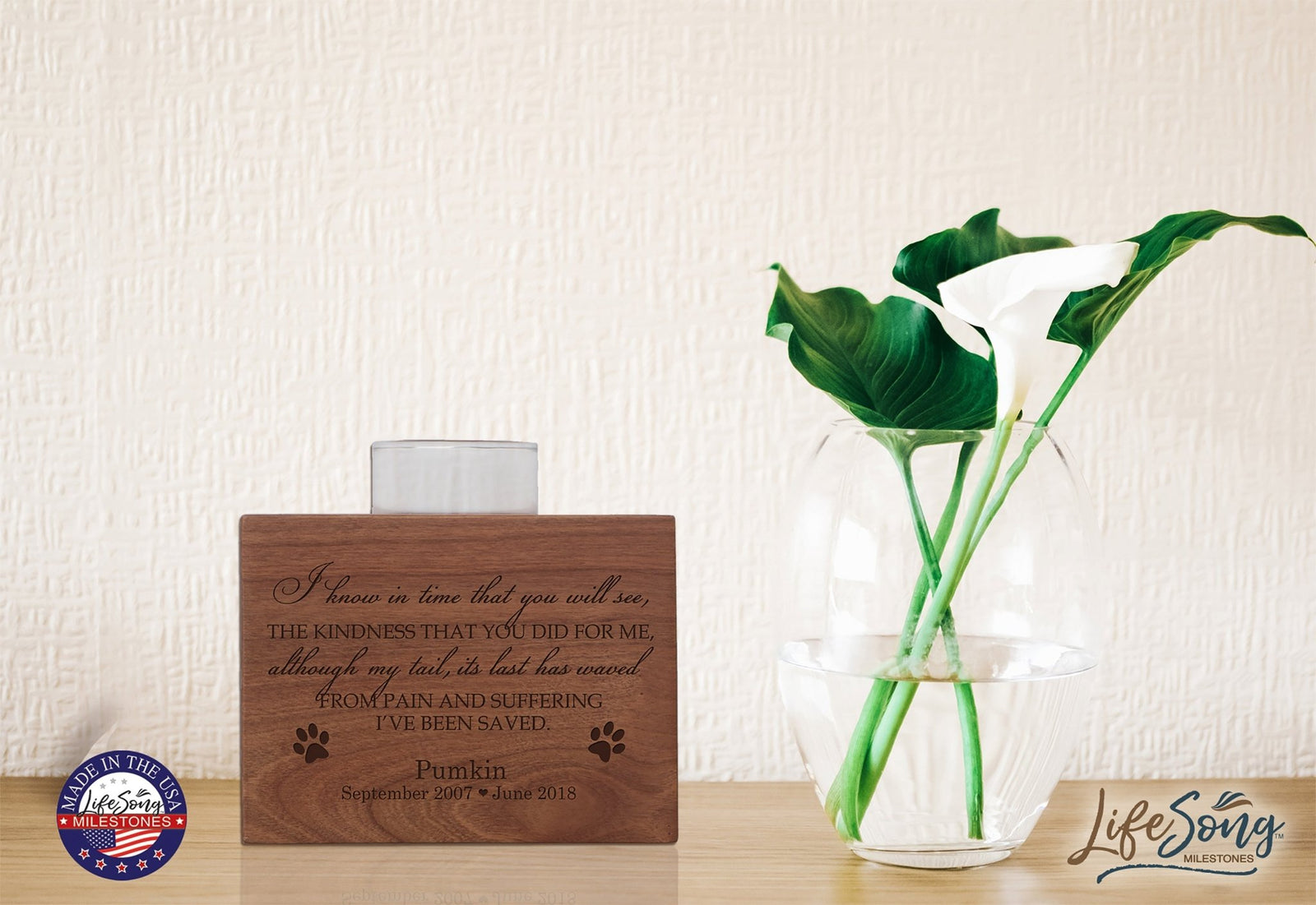 Pet Memorial Single Candle Holder - I Know In Time - LifeSong Milestones