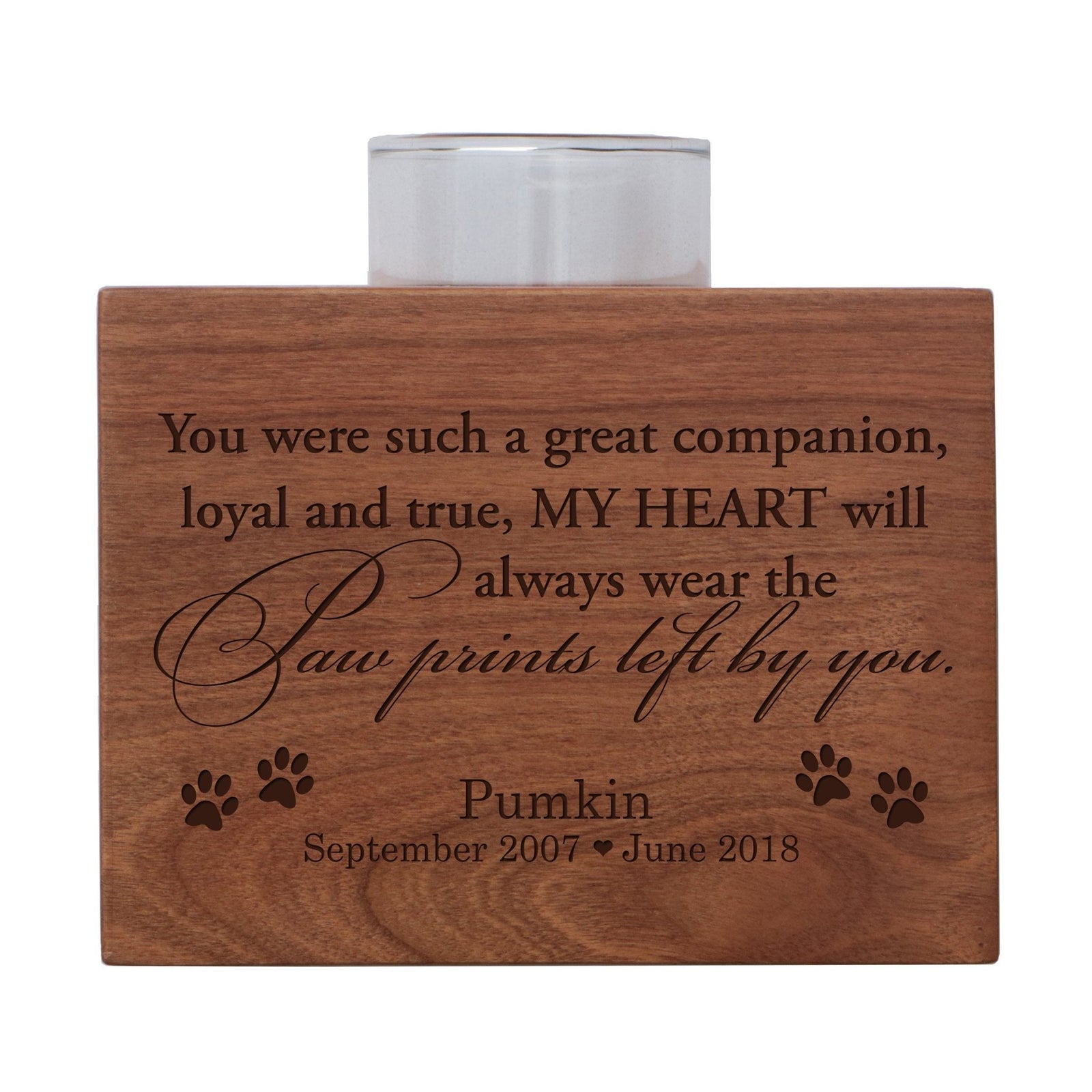 Pet Memorial Single Candle Holder - You Were Such A Great Companion - LifeSong Milestones