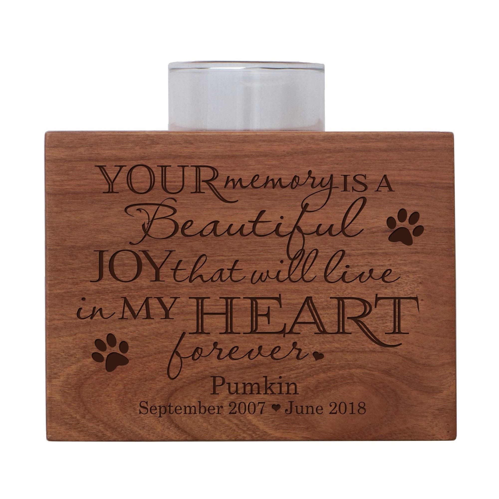 Pet Memorial Single Candle Holder - Your Memory Was A Beautiful Joy - LifeSong Milestones