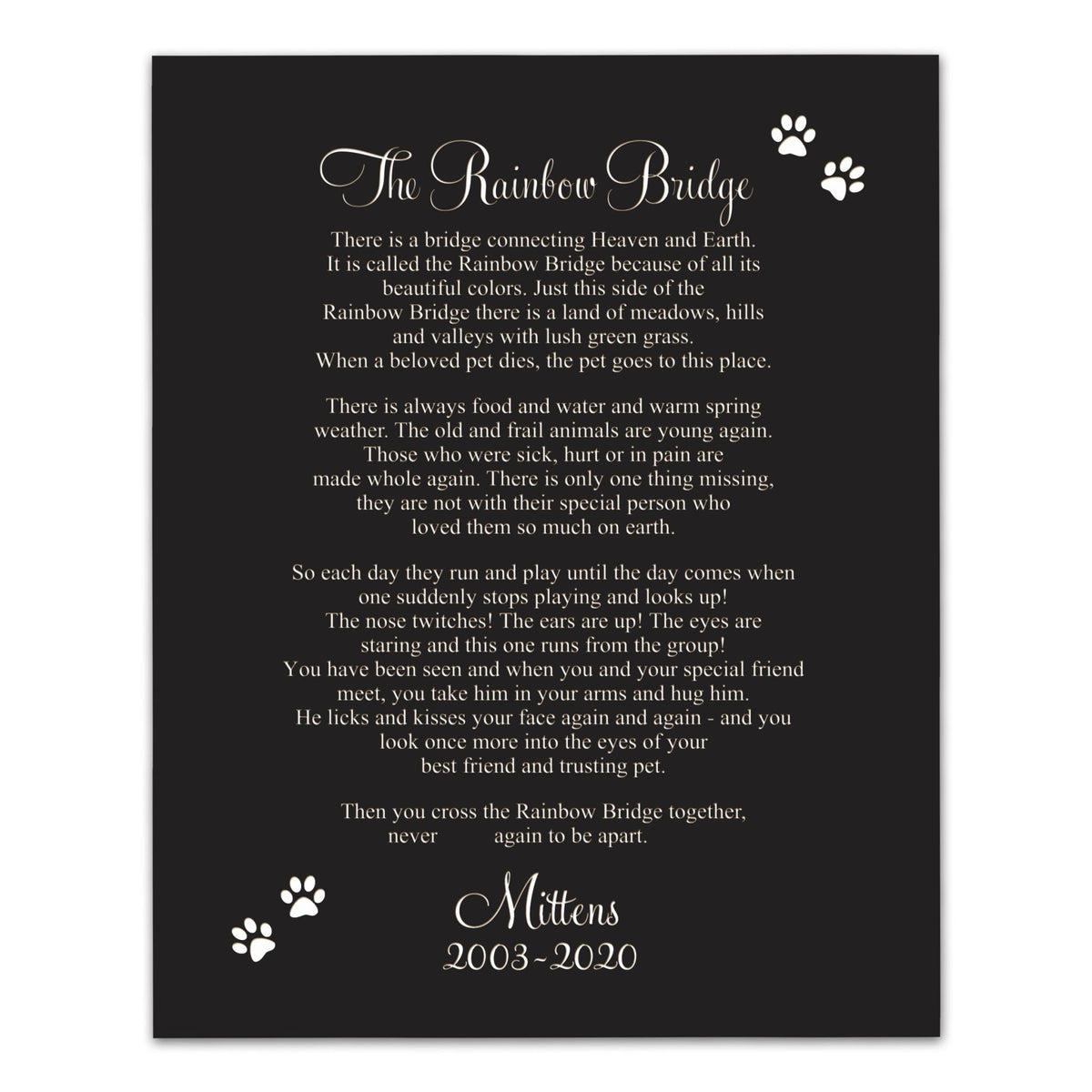 Pet Memorial Wall Plaque Décor - The Rainbow Bridge - LifeSong Milestones