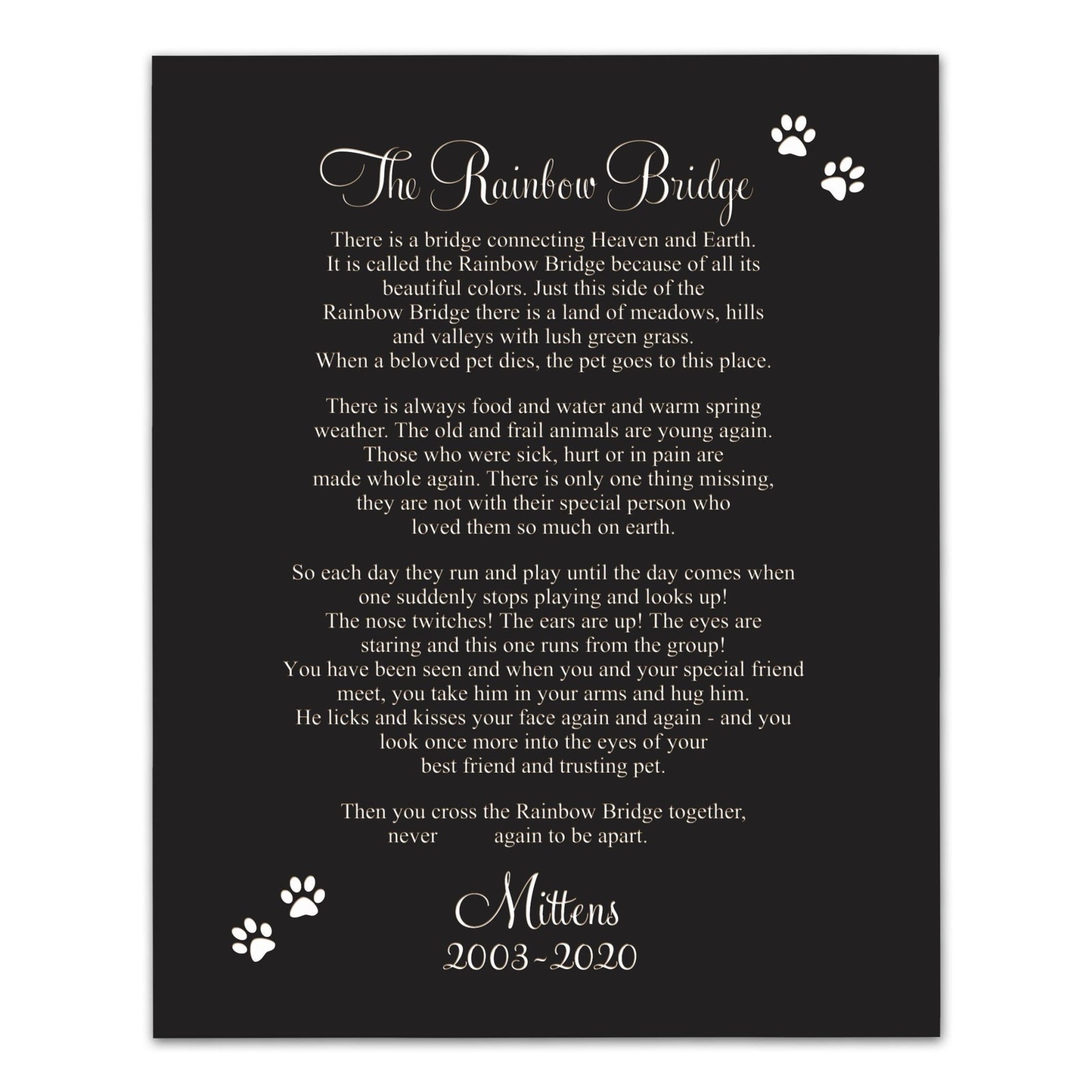 Pet Memorial Wall Plaque Décor - The Rainbow Bridge - LifeSong Milestones