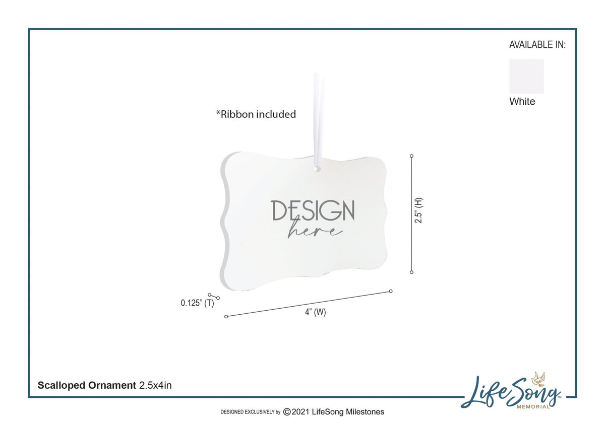 Pet Memorial White Scallop Ornament - Heaven Sent My Own Angel - LifeSong Milestones