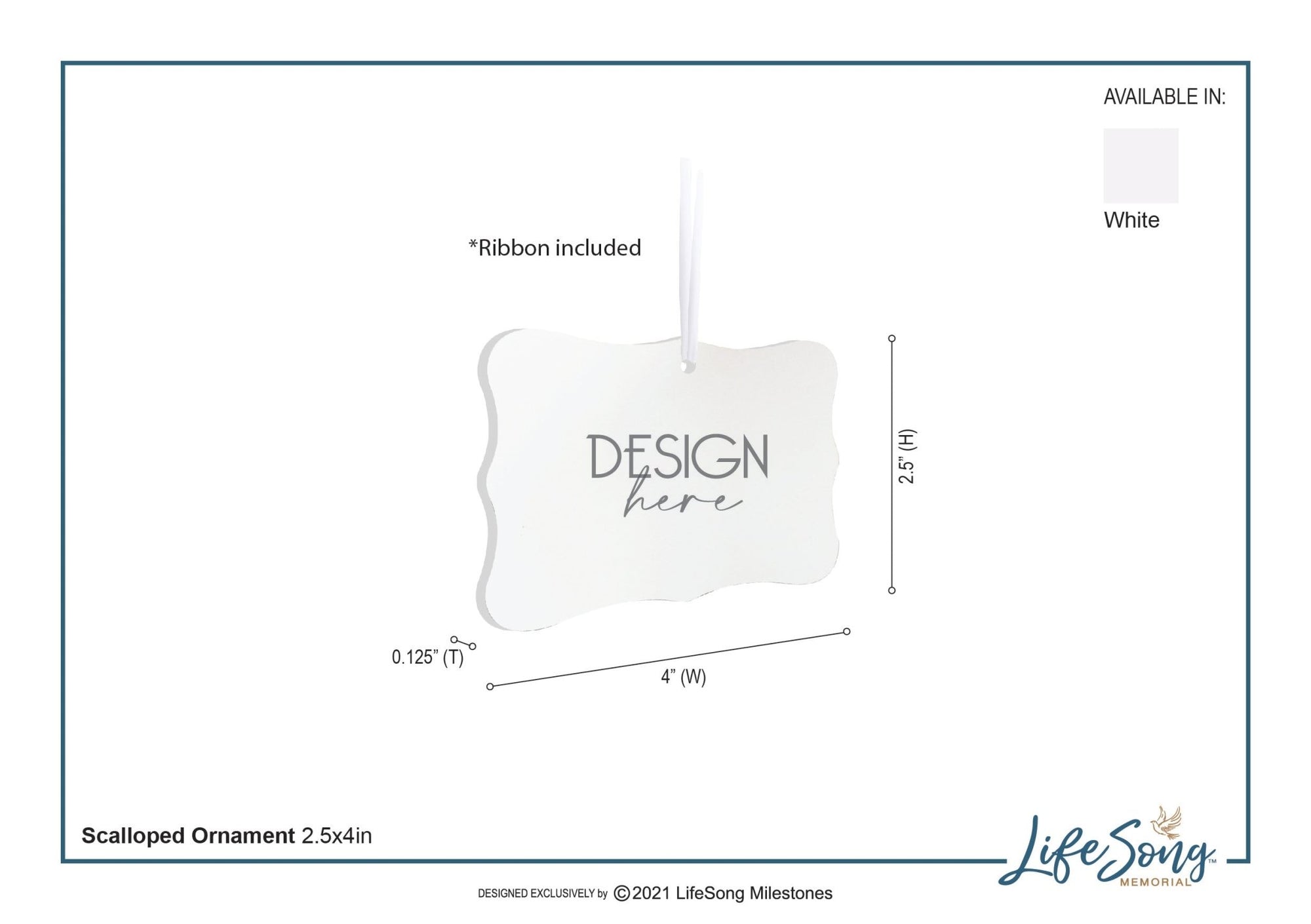 Pet Memorial White Scallop Ornament - Heaven Sent My Own Angel - LifeSong Milestones