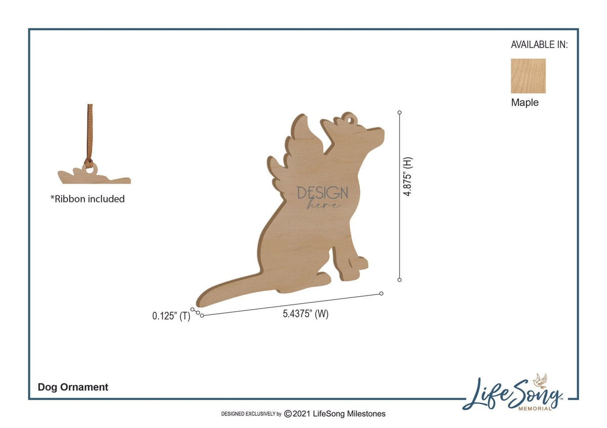 Pet Memorial Wooden Dog or Cat Ornament - Loved Beyond Words - LifeSong Milestones